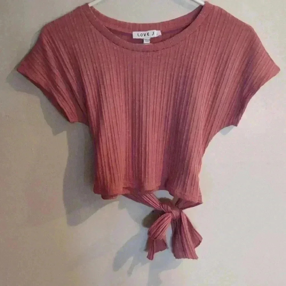 Love J Womens Large Dark Pink With Tie‎ Crop Top